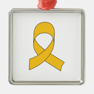 Gold Ribbon Teken Metalen Ornament