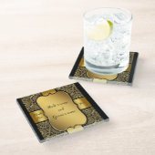 Gold Ribbon Wedding Favor Glazen Onderzetter (Schuin)