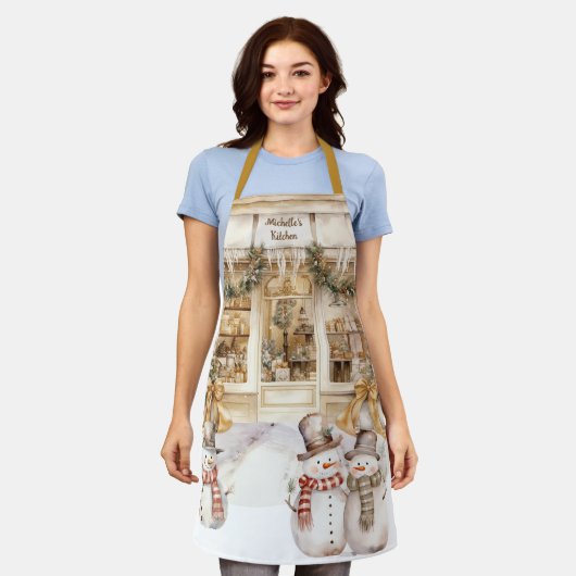 Gold Ribbon Winter Bakery Schort (Gedragen)