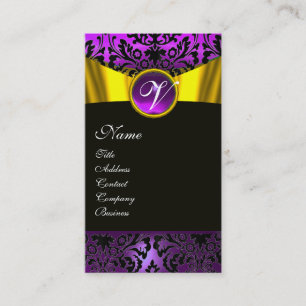 GOLD RIBBON YELLOW BLACK PAARSE DAMASKMONOGRAM VISITEKAARTJE