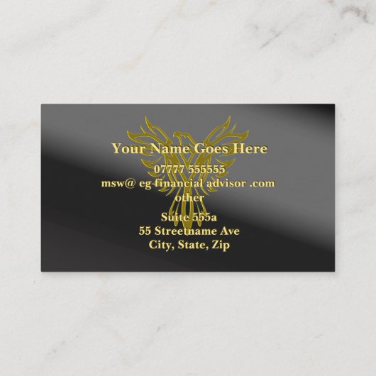 Gold Ring Eagle op schaduwzwart, financieel advise Advieskaart (Achterkant)