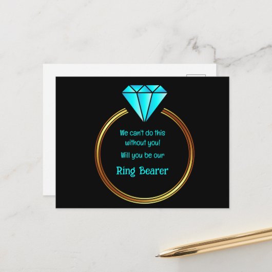 Gold Ring op een zwarte achtergrond Aankondigingskaart (Voorkant / Achterkant in situ)