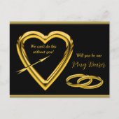 Gold Rings- en Gold Heart Ring Bearer Invitation Aankondigingskaart (Voorkant)