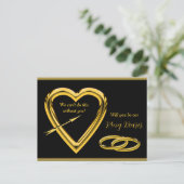 Gold Rings- en Gold Heart Ring Bearer Invitation Aankondigingskaart (Staand voorkant)