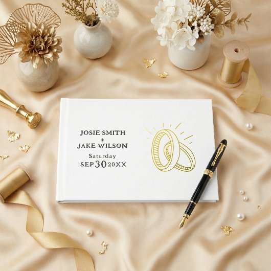 Gold rings Foil Guestbook Gastenboek