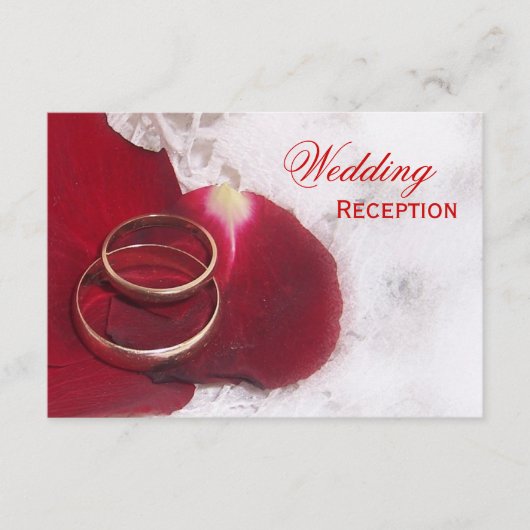 Gold Rings Roos Petals Wedding Informatiekaartje (Voorkant)