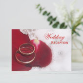 Gold Rings Roos Petals Wedding Informatiekaartje (Staand voorkant)