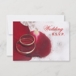 Gold Rings Roos Petals Wedding RSVP Kaartje