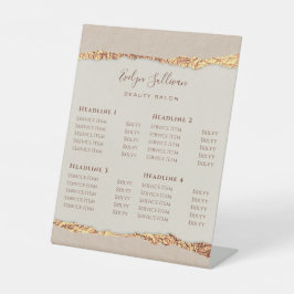 Gold Ripped Paper Price List Pedestal Sign Reclamebord Met Voetstuk