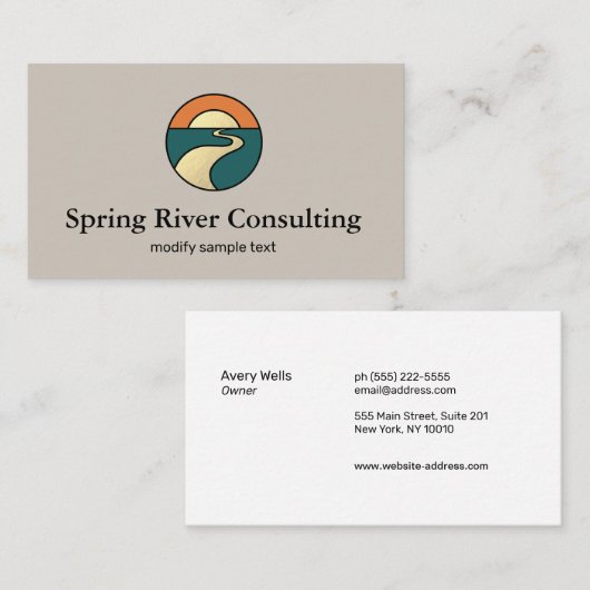 Gold River Sunset Horizon Landschap Logo Visitekaartje (Voorkant / Achterkant)