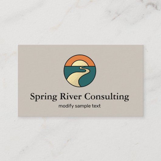 Gold River Sunset Horizon Landschap Logo Visitekaartje (Voorkant)