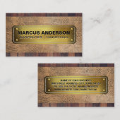 Gold Rivette Bord | Houtleder Visitekaartje (Voorkant / Achterkant)