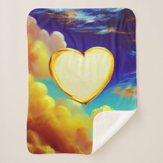 Gold Rmam Heart Sherpa Blanket Deken (Voorkant)