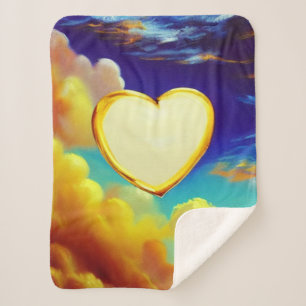 Gold Rmam Heart Sherpa Blanket Sherpa Deken