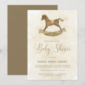  Gold Rocking Horse Baby shower Kaart (Voorkant / Achterkant)