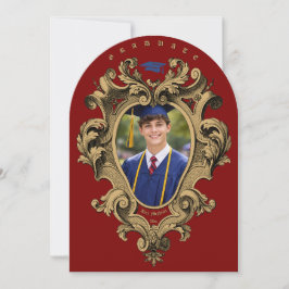 Gold Rococo Cartouche Photo Template Graduation Kaart