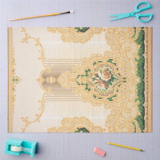  Gold Rococo Flowers en Scrolls Tissuepapier (Craft)
