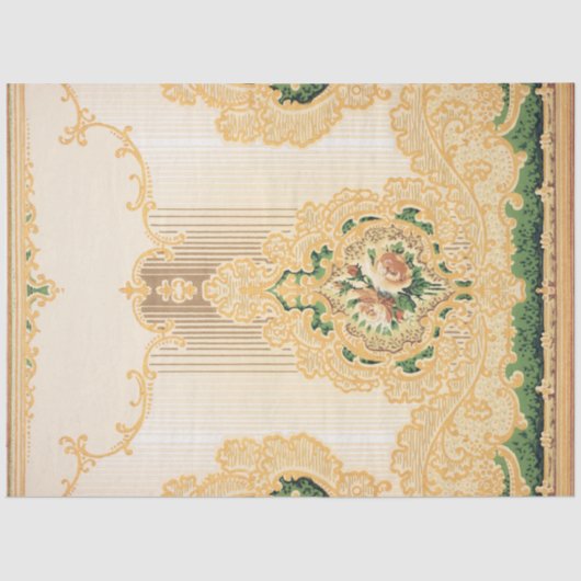  Gold Rococo Flowers en Scrolls Tissuepapier (Voorkant)