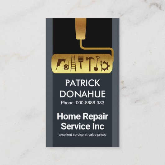 Gold Roller Brush Handyman Tools Visitekaartje (Voorkant)