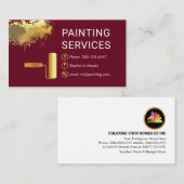 Gold Roller Brush On Paint Splatter Painter Visitekaartje (Voorkant / Achterkant)