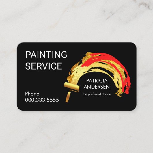 Gold Roller Brush Paint Splatter  Visitekaartje (Voorkant)