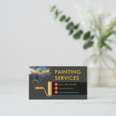 Gold Roller Brush Painting Paint Splatter Visitekaartje (Staand voorkant)