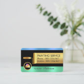 Gold Roller Brush Paints Blue Green Metalli Layers Visitekaartje (Staand voorkant)