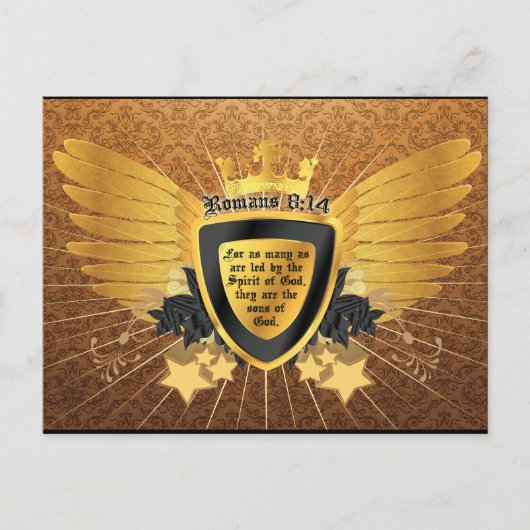 Gold Romans 8:14, Sons of God Briefkaart (Voorkant)