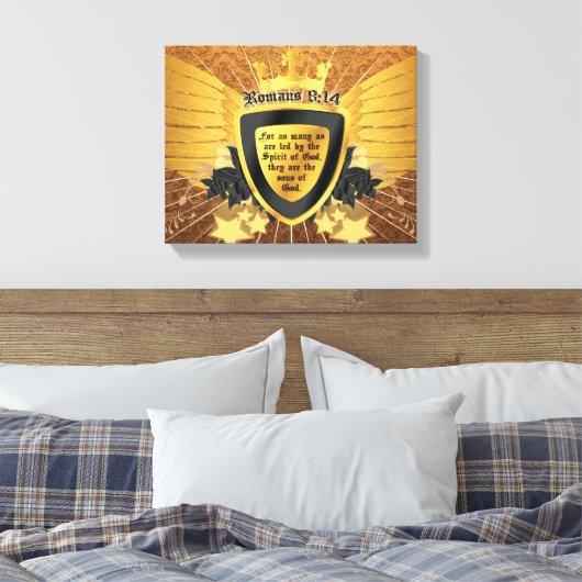 Gold Romans 8:14, Sons of God Canvas Afdruk (Insitu (Slaapkamer))