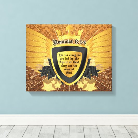 Gold Romans 8:14, Sons of God Canvas Afdruk (Insitu (Houten vloer))