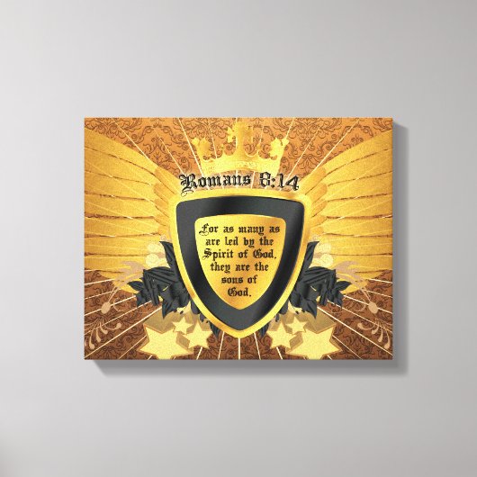Gold Romans 8:14, Sons of God Canvas Afdruk (Voorkant)