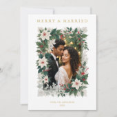 Gold Romantic Christmas Botanical Frame Photo Feestdagenkaart (Voorkant)
