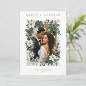 Gold Romantic Christmas Botanical Frame Photo Feestdagenkaart (Staand voorkant)