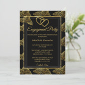 Gold Romantic Heart Engagement Party - Palms Kaart (Staand voorkant)
