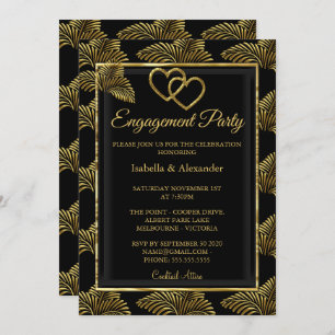 Gold Romantic Heart Engagement Party - Palms Kaart