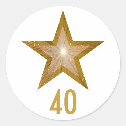 "Gold" Ronde sticker van de Star "40", wit (Voorkant)
