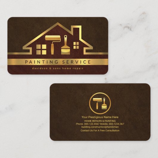 Gold Rooftop Building Gold Brush Visitekaartje (Voorkant / Achterkant)