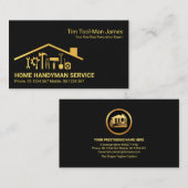 Gold Rooftop Building Handyman Tools Home Repareer Visitekaartje (Voorkant / Achterkant)