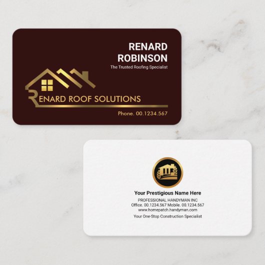 Gold Rooftop Letter-R-dak Visitekaartje (Voorkant / Achterkant)