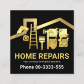 Gold Rooftop Lijst Golden Handyman Tools Vierkante Visitekaartje (Voorkant)
