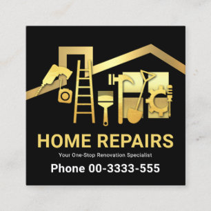 Gold Rooftop Lijst Golden Handyman Tools Vierkante Visitekaartje