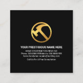 Gold Rooftop Lijst Golden Handyman Tools Vierkante Visitekaartje (Achterkant)