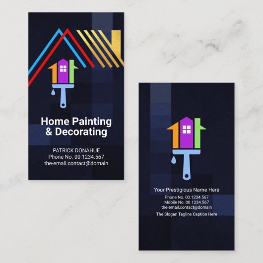 Gold Rooftop op blauwe cheques Home Painter Decora Visitekaartje (Voorkant / Achterkant)
