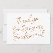 Gold Roos "Bedankt voor je bruidsmeisje" Bedankkaart (Voorkant)