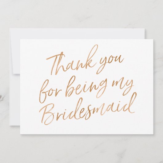Gold Roos "Bedankt voor je bruidsmeisje" Bedankkaart (Voorkant)