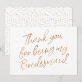 Gold Roos "Bedankt voor je bruidsmeisje" Bedankkaart (Voorkant / Achterkant)