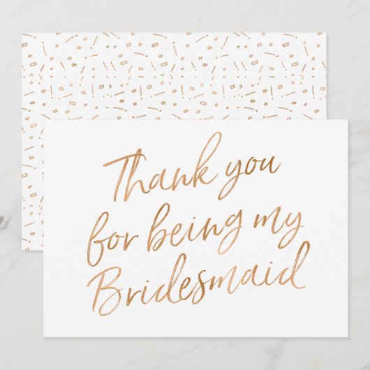 Gold Roos "Bedankt voor je bruidsmeisje" Bedankkaart (Voorkant / Achterkant)