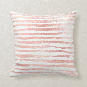 Gold Roos Blush Pink Metallic Stripes White Kussen