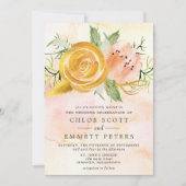 Gold Roos Blush Pink Peony Floral Wedding Kaart (Voorkant)