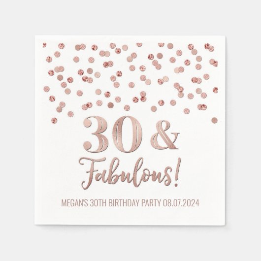 Gold Roos Confetti 30 & Fabulous Servet (Voorkant)